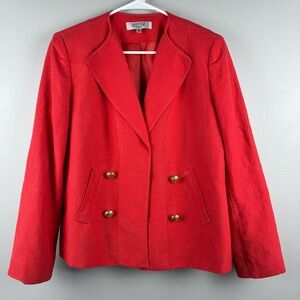Kasper Coral Linen Blend Blazer‎ Womens 10 Tailored Classic Career Core